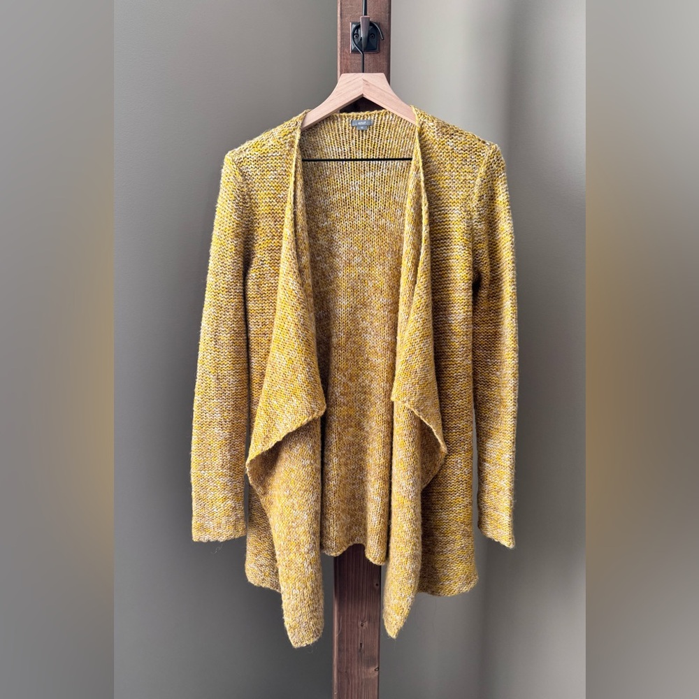 Aerie Whipstich Mustard Marled Open Front Cardigan Soft & Comfy Size Small EUC